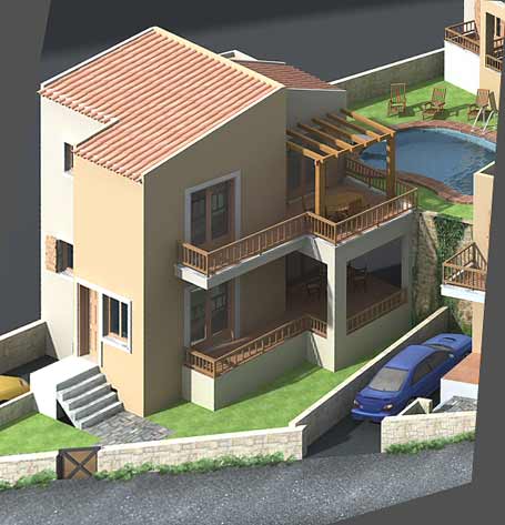 Geplantes Einfamilienhaus mit Garten und Pool