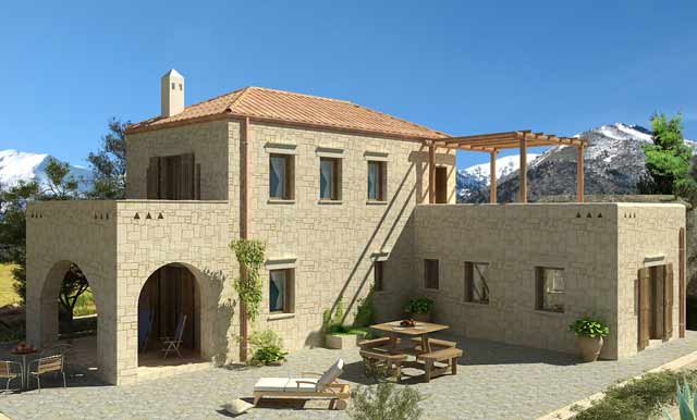 Stone house with large veranda